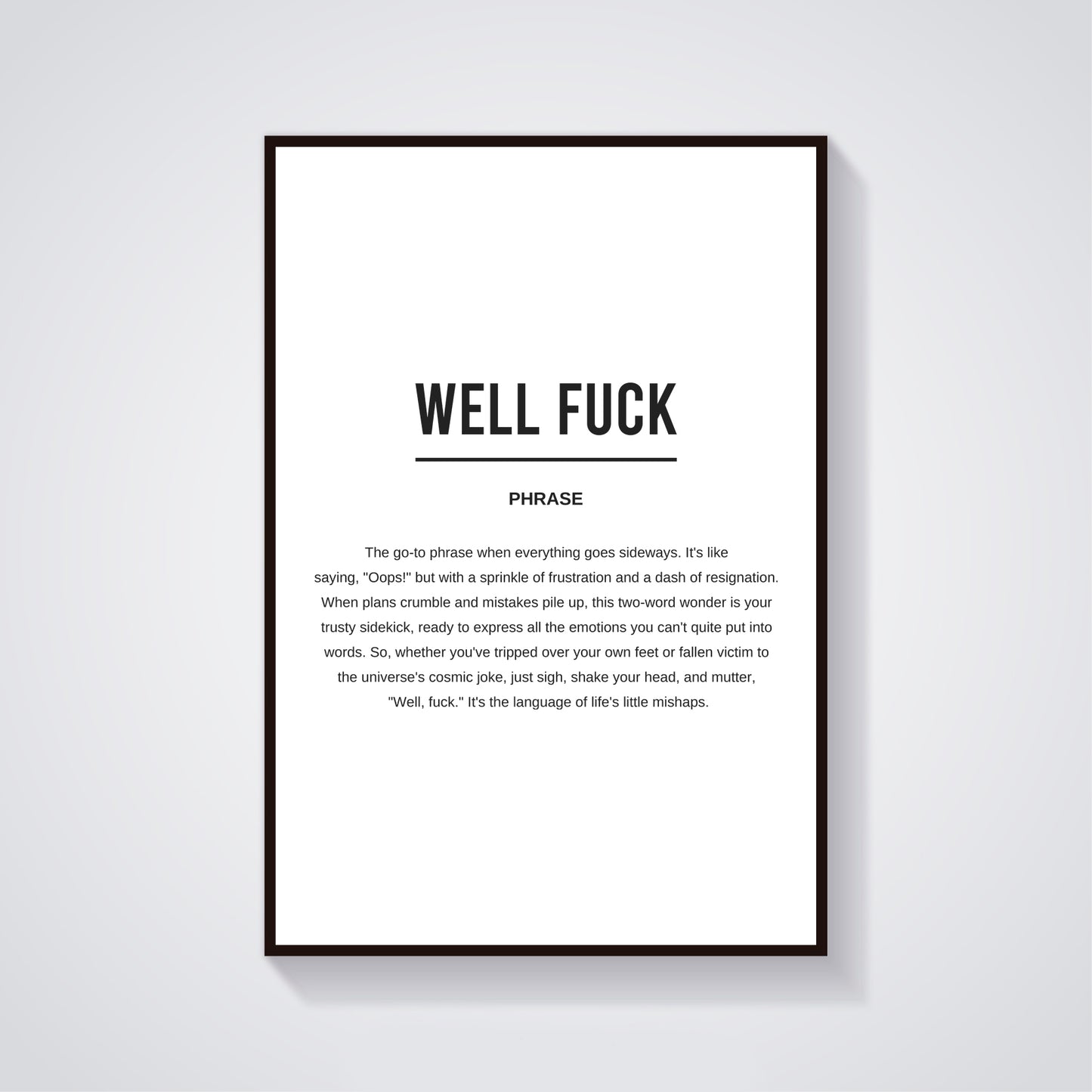 Well Fuck Funny Definition Printable