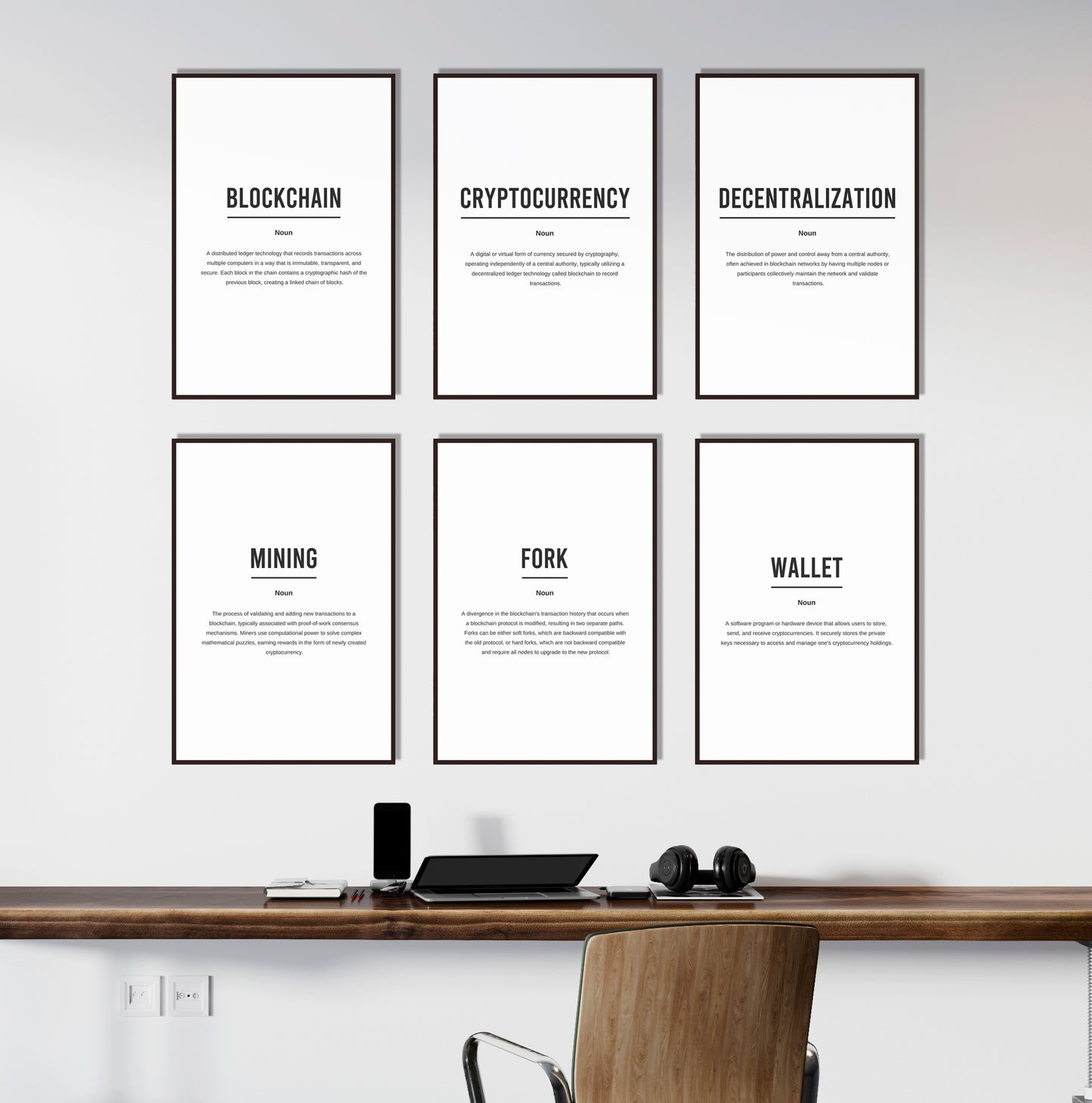 Set Of 6 Cryptocurrency Definition Printable Bundle Prints