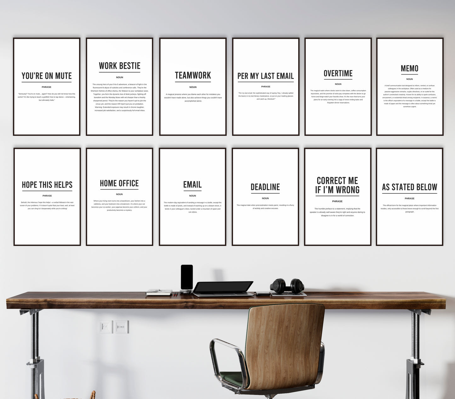 Set Of 12 Funny Office Definition Printable Bundle Prints