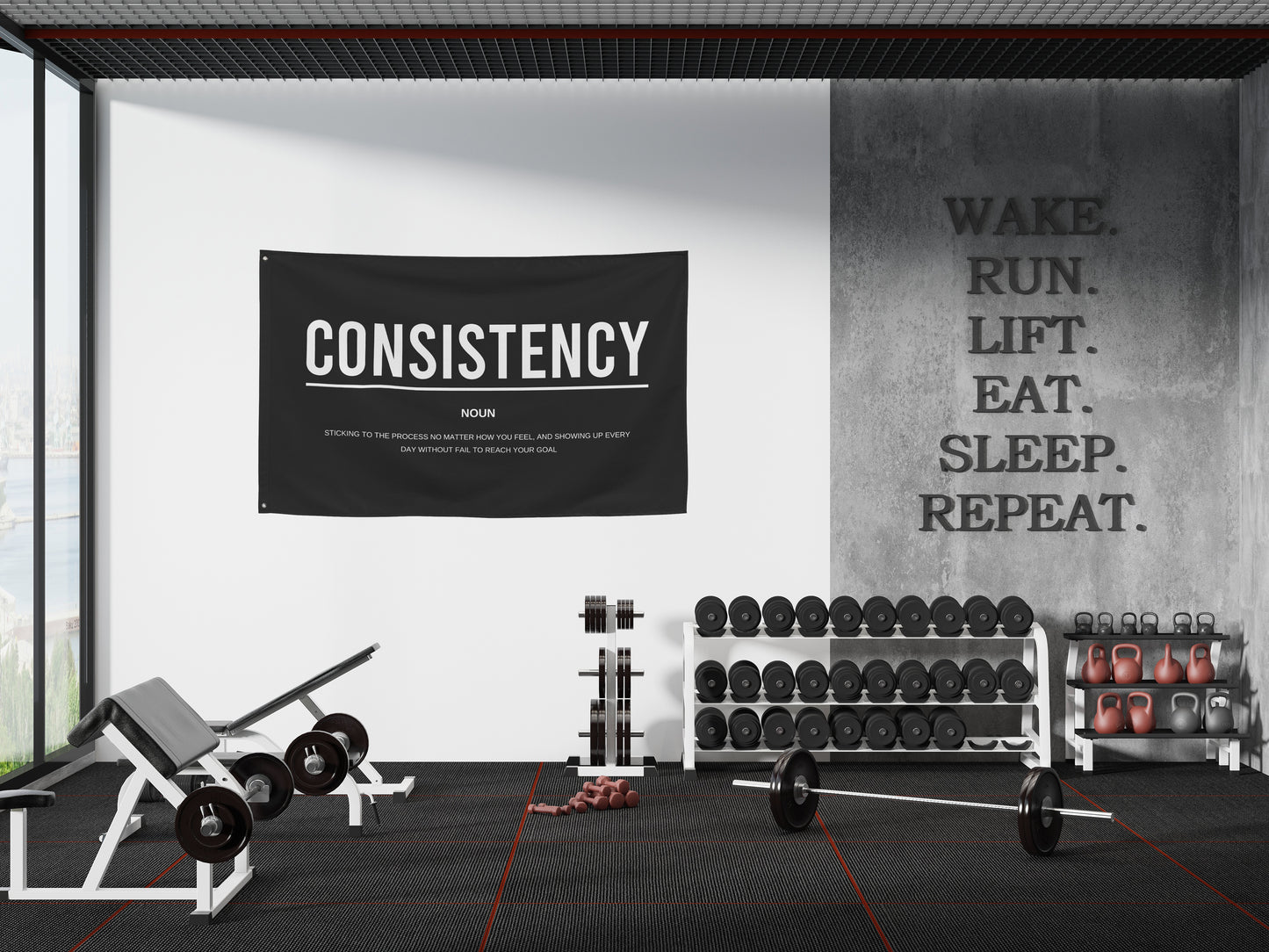 Consistency Gym Motivation Definition Banner Flag