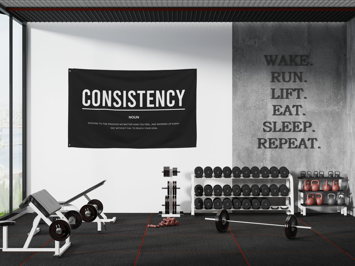 Consistency Gym Motivation Definition Banner Flag