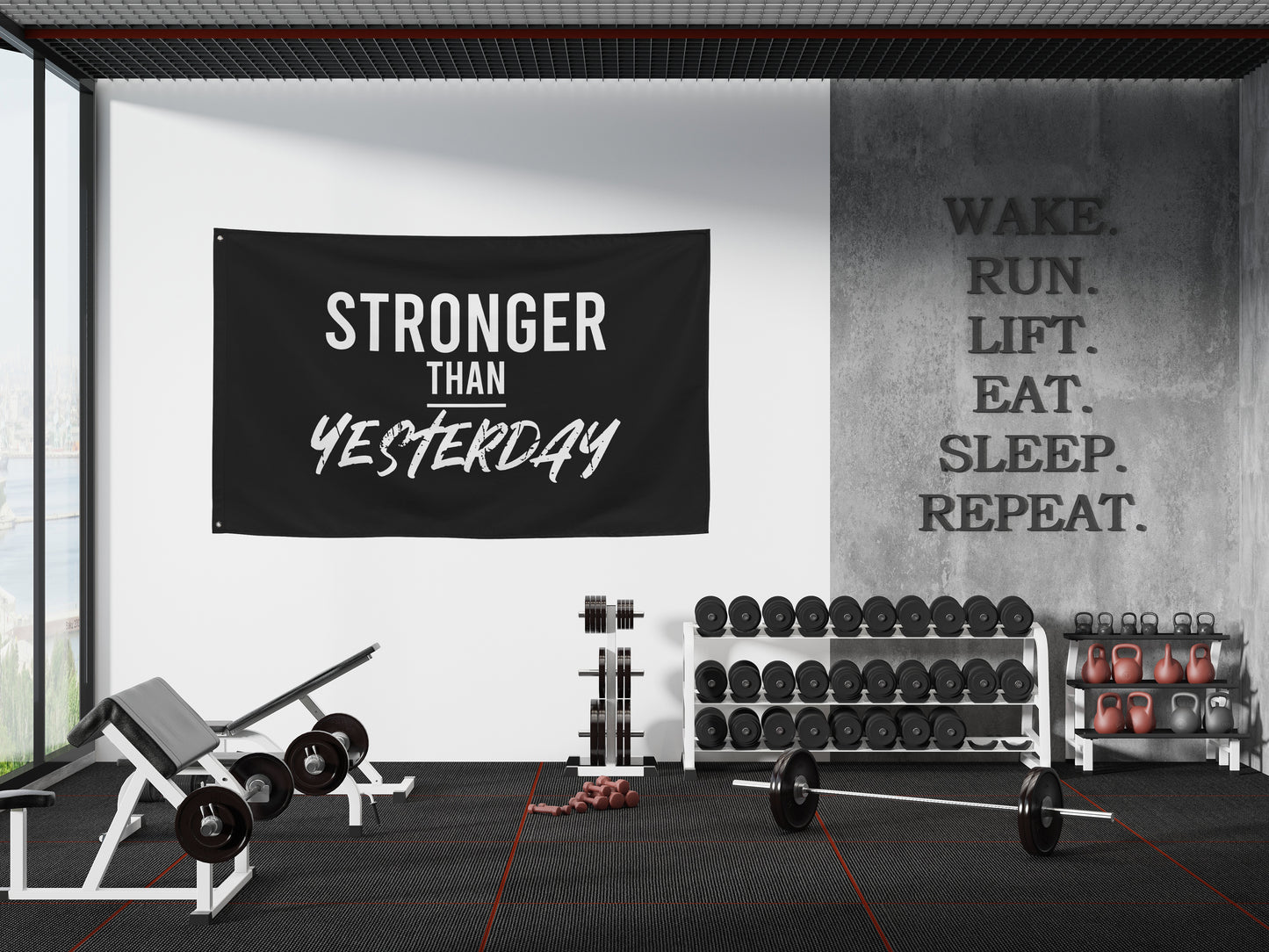 Stronger Than Yesterday Gym Flag