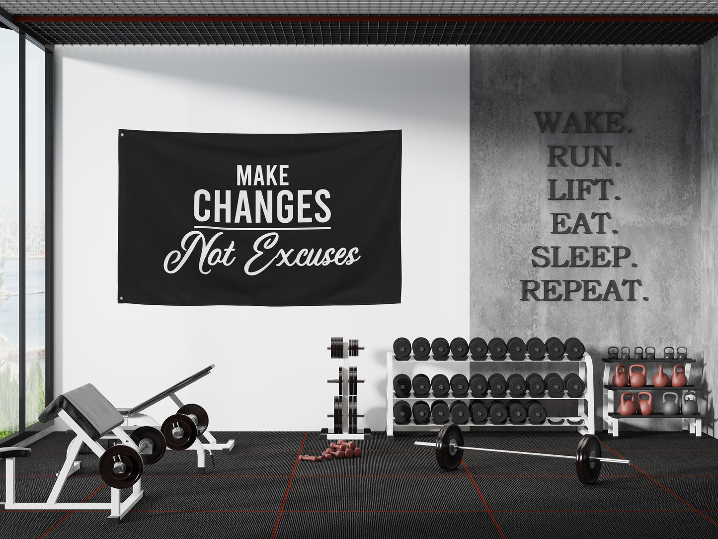 Make Changes Not Excuses Gym Banner Flag