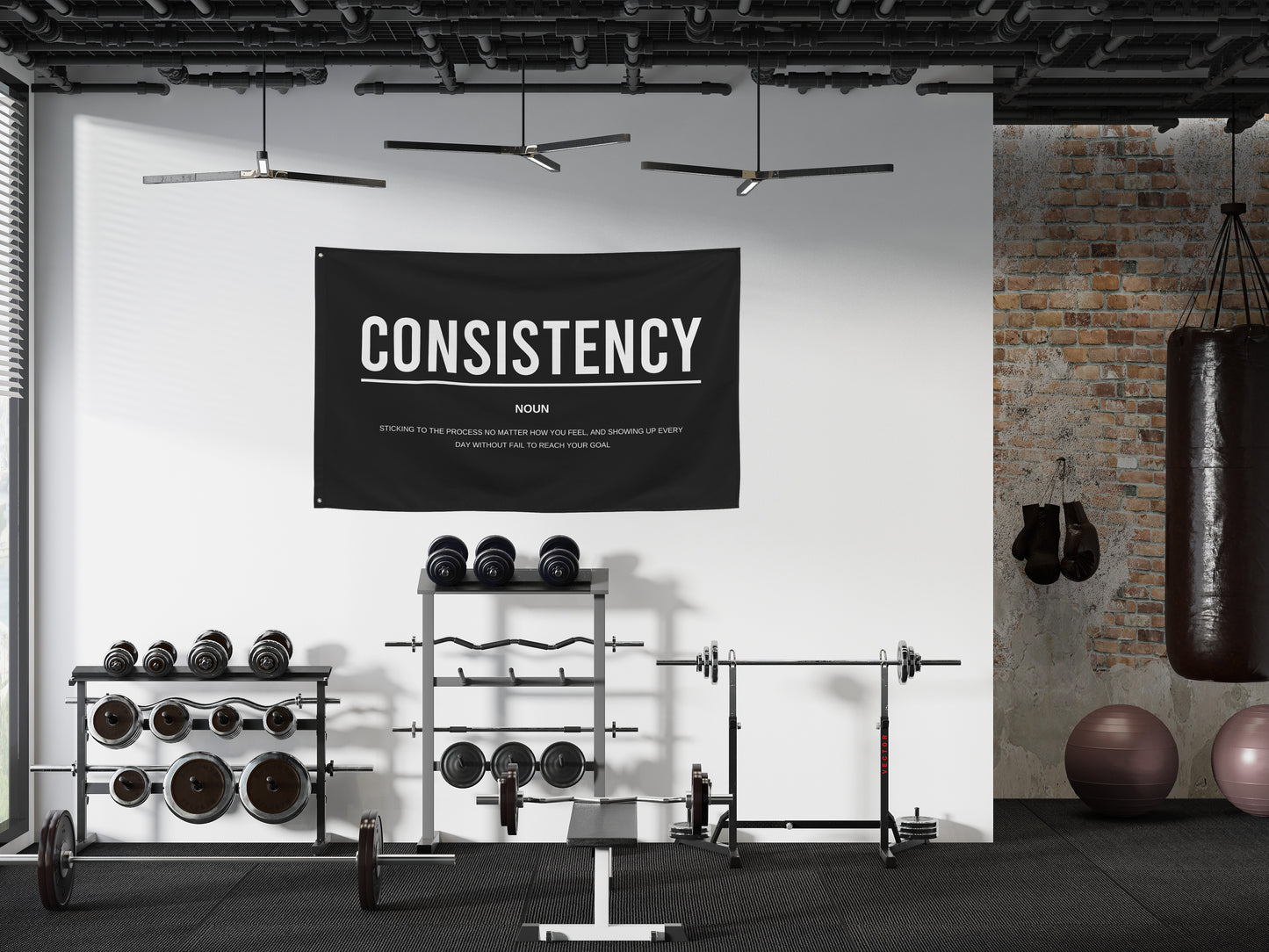 Consistency Gym Motivation Definition Banner Flag