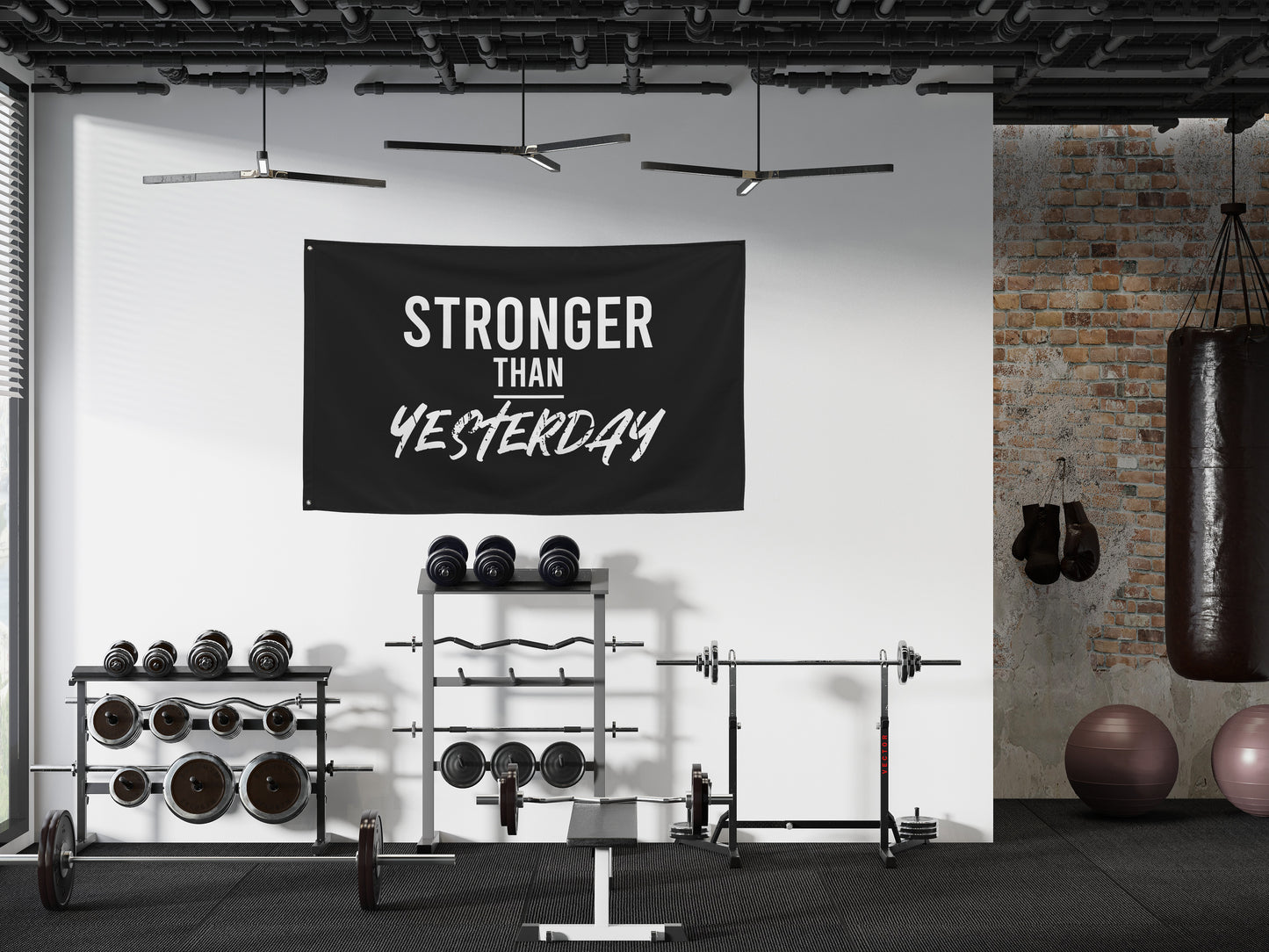 Stronger Than Yesterday Gym Flag