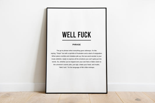 Well Fuck Funny Definition Printable