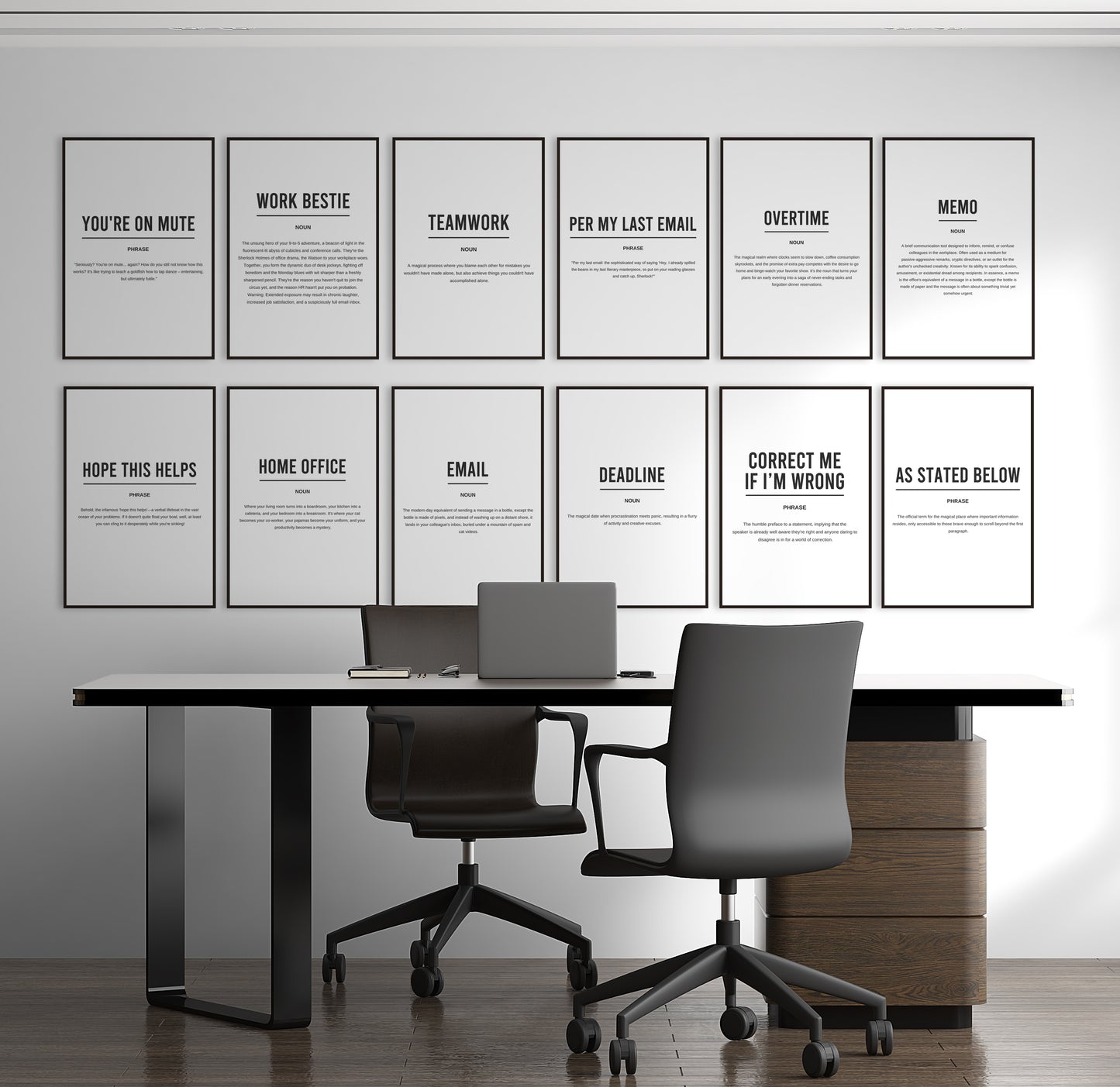 Set Of 12 Funny Office Definition Printable Bundle Prints