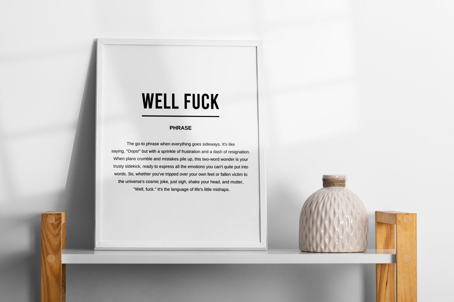 Well Fuck Funny Definition Printable